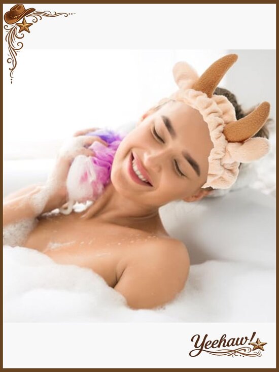 2-Pack Animal Face Wash Headband Set Cow Devil Horns Soft Coral Fleece Hair main image 4